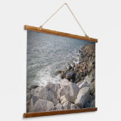 Foto van Rocky Ocean Shore Hangend Wandkleed (Gebogen)