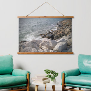 Foto van Rocky Ocean Shore Hangend Wandkleed