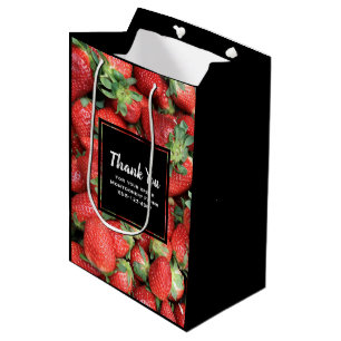 Foto van rode sappige aardbeien zakelijke bedankt medium cadeauzakje