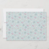 Foto van roze Blue White Floral Aankondiging (Achterkant)