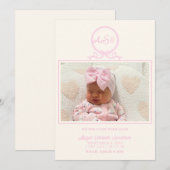 Foto van roze Bow - Aankondiging van geboorte (Voorkant / Achterkant)