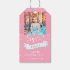 Foto van Roze en Gold Third Birthday Cadeaulabel
