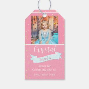 Foto van Roze en Gold Third Birthday Cadeaulabel