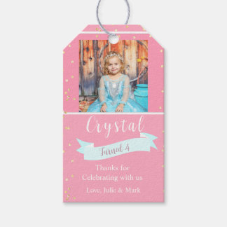 Foto van Roze en Gold Third Birthday Cadeaulabel