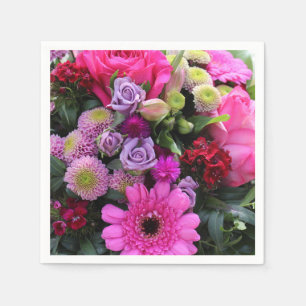 Foto van Roze en Violet Flower Bouquet Servet