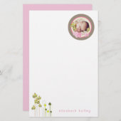 Foto van roze olifanten Familie Baby Girl Foto Briefpapier (Voorkant / Achterkant)