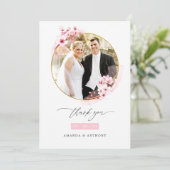 Foto van roze Spring Cherry Blossom Wedding Bedankkaart (Staand voorkant)