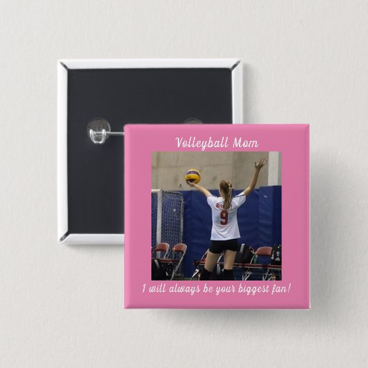 Foto van Roze Volleyball mama Vierkante Button 5,1 Cm (Voorkant /achterkant)