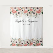 Foto van roze Waterverf Floral Weduwschap Achtergr Wandkleed (Voorkant)