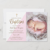 Foto van roze White Gold Baptism baby girl Kaart (Voorkant)