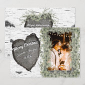 Foto van Rustic Bark Wood Heart Feestdagenkaart (Voorkant / Achterkant)