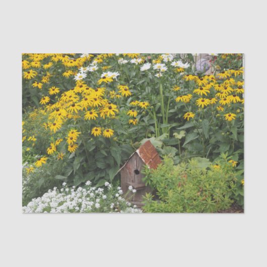 Foto van Rustic Bird House Floral Tissuepapier (Voorkant)