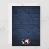 Foto van Rustic Blue Wedding Floral Wood Lights Kaart (Achterkant)