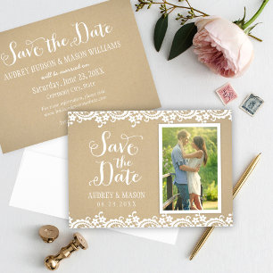 Foto van Rustic Kraft en Lace Wedding Save The Date