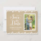 Foto van Rustic Kraft en Lace Wedding Save The Date (Voorkant)
