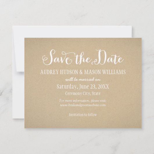 Foto van Rustic Kraft en Lace Wedding Save The Date (Achterkant)