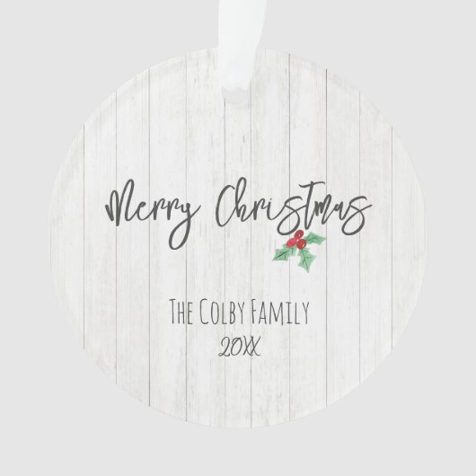 Foto van Rustic Merry Kerstkerst Holly Barn Ornament (voorkant)