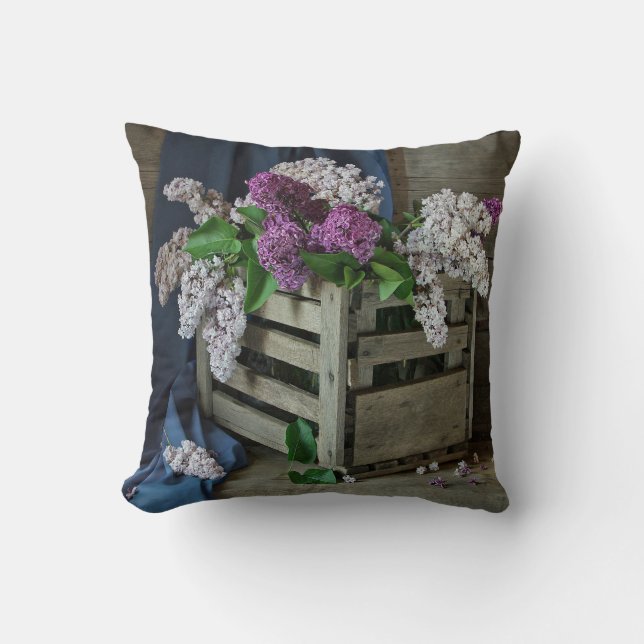 Foto van Rustic Paars en White Lilacs Kussen (Voorkant)