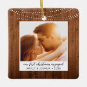 Foto van Rustic String Lights eerste kerstmis Keramisch Ornament (Voorkant)