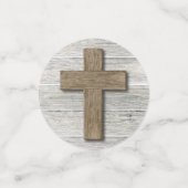 Foto van Rustic Wood Cross First Confetti (Kleine voorkant)
