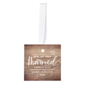 Foto van Rustic Wood: eerste kerstfeest Kubus Ornament (Voorkant)