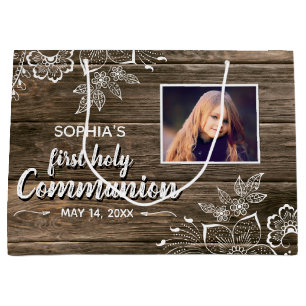 Foto van Rustic Wood Lace First Groot Cadeauzakje