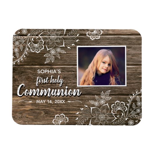 Foto van Rustic Wood Lace First Magneet (Horizontaal)