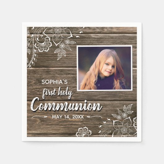 Foto van Rustic Wood Lace First Servet (Voorkant)