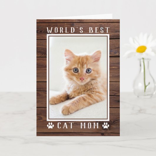 Foto van Rustic World's Best Cat Mam Moederdag Kaart (Kleine Plant)