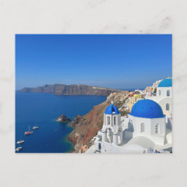 Foto van Santorini Greece Blue Domed Church Briefkaart