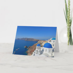 Foto van Santorini Greece Blue Domed Church Kaart