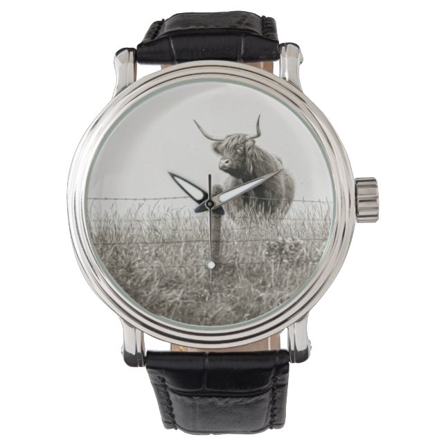 Foto van Schotse koe Horloge (Voorkant)