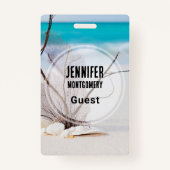 Foto van Seashells op een Sandy Beach Guest Badge (Achterkant)