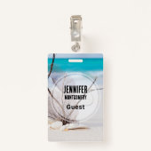 Foto van Seashells op een Sandy Beach Guest Badge (Achterkant met clip)