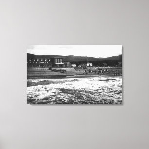Foto van Seaside, Oregon Beach en Hotel Moore Canvas Afdruk