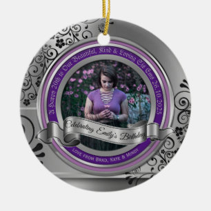 Foto van Silver Black Fgrave Elegant Banner Purple Keramisch Ornament