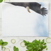 Foto van Soaring Bald Eagle Wildife Theedoek (Gevouwen)