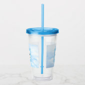 Foto van Soft Blue Sky Custom Single Initiaal Acryl Drinkbeker (Rechts)