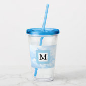 Foto van Soft Blue Sky Custom Single Initiaal Acryl Drinkbeker (Achterkant)