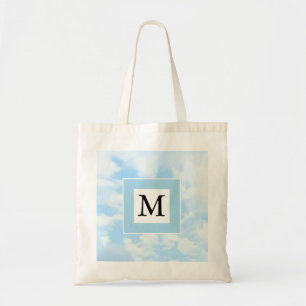 Foto van Soft Blue Sky Custom Single Initiaal Tote Bag