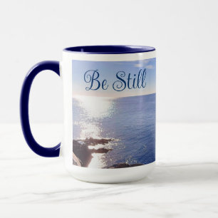Foto van Still Blue Ocean Bible Verse Know God Mok