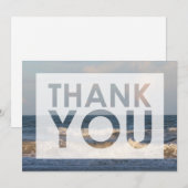 Foto van strand onder ondergaande zon met uitknipi bedankkaart (Voorkant / Achterkant)