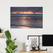 Foto van Sunset Coast Beach Birds Natuur Poster (Thuiskantoor)