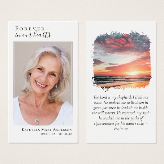 Foto van Sunset Memorial Prayer Card Visitekaartje (Voorkant /achterkant)