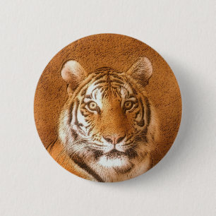 Foto van Tiger Portrait Ronde Button 5,7 Cm