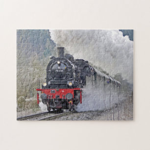 Foto van treintstoomlocomotief legpuzzel