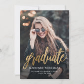Foto van Trendy Gold Script Afstuderen kondiging Kaart (Voorkant)