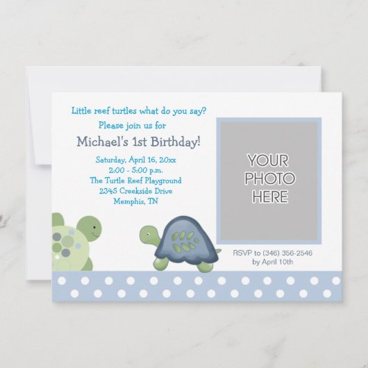 Foto van Turtle Reef Boys Birthday Tortoise Kaart (Voorkant)