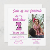 Foto van twee jaar Uitnodiging van het oude meisje (Voorkant / Achterkant)