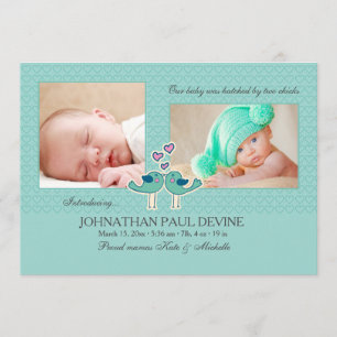 Foto van twee kippen: aankondiging van geboorte